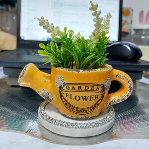 Cute Small Decorative Pot Fake Plant Decor Garden Flower Faith Hope Love